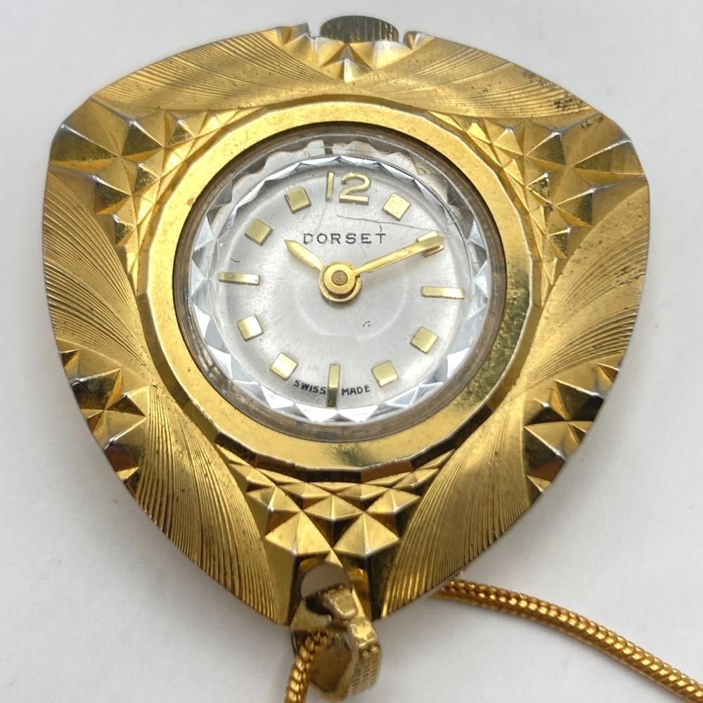 Vintage Dorset Necklace Pendant Watch Gold Tone Swiss Made MCM Manual Wind Up